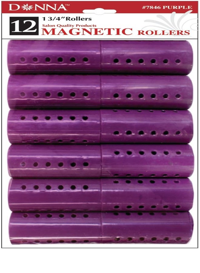DONNA Rollers 1.75” – 12-Pack Plastic Hair Rollers for Heatless Styling, Large Snap-On Curlers for Smooth Curls & Volume, Reusable Clip-Style Rollers for Women, Durable Salon Hair Rollers, Purple - Image 2